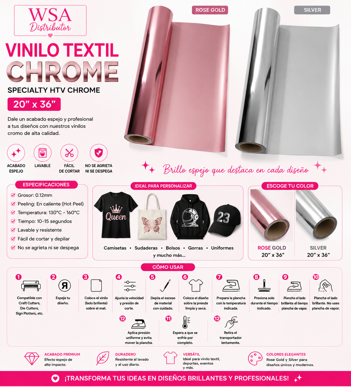 vinilo textil chrome 20"x36"