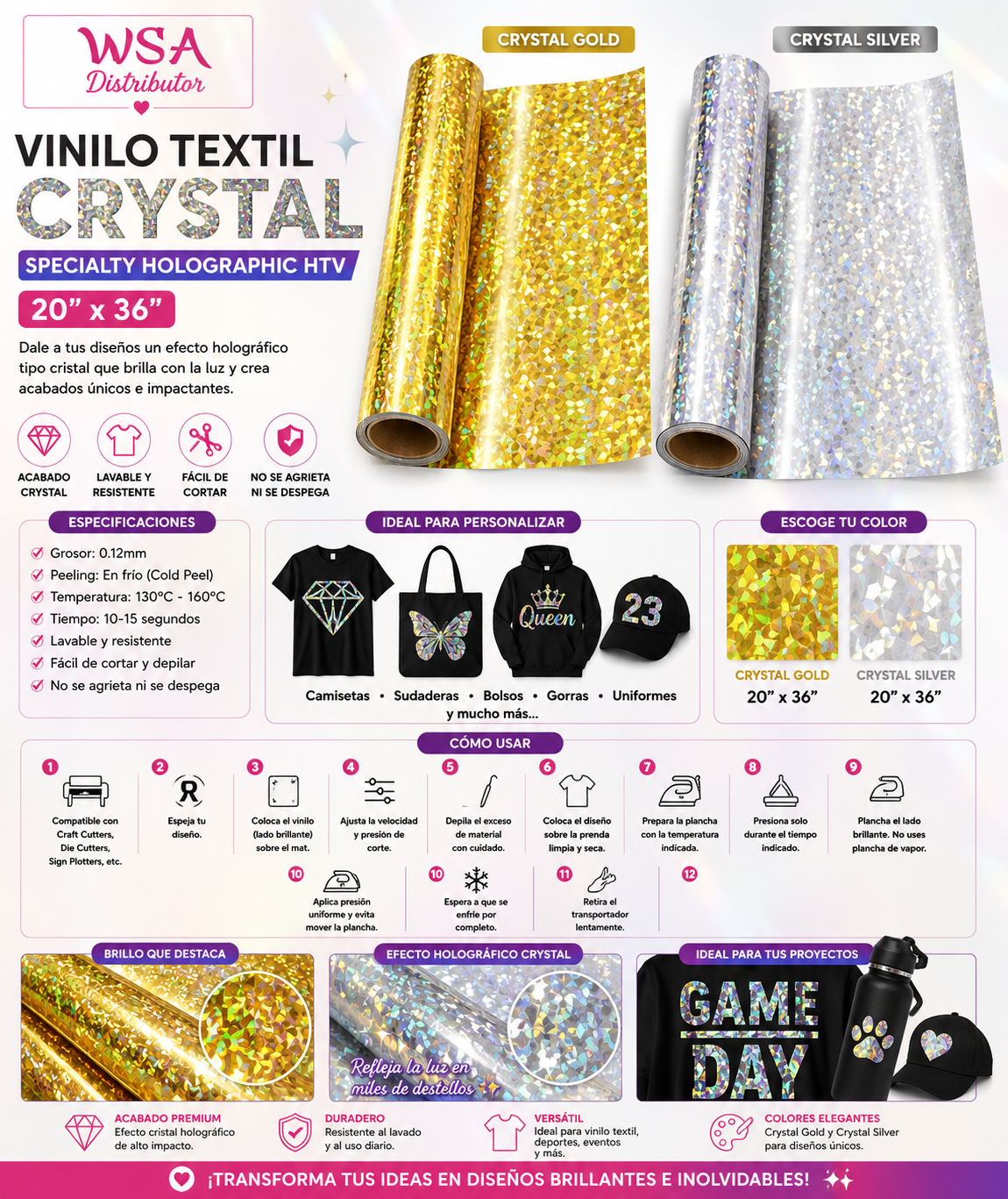 vinilo textil crystal 20"x36"