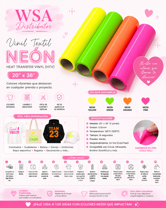 vinil textil neon colors 20"x36"
