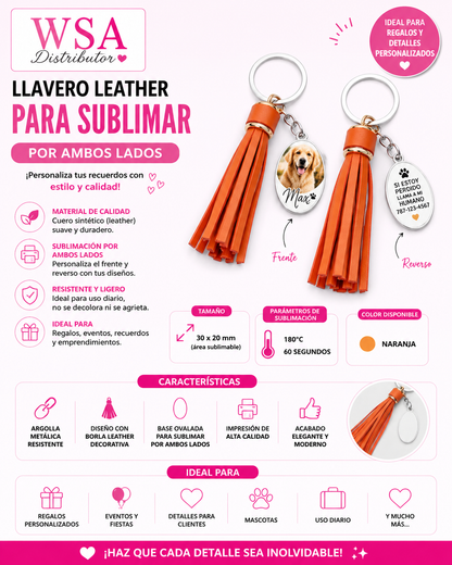 llavero leather para sublimar por ambos lados