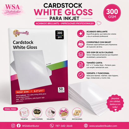 white gloss inkjet cardstock 300gsm