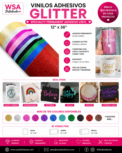 vinilo adhesivo Glitter 12"x36"