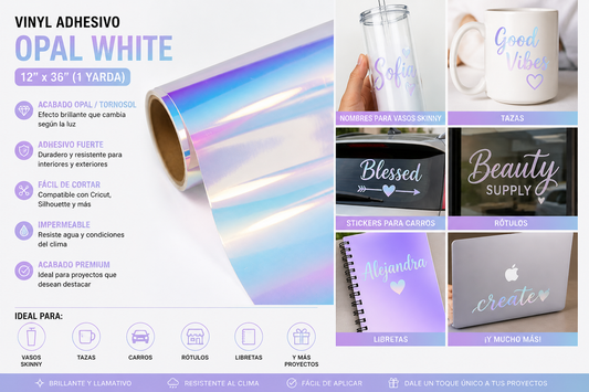 vinilo adhesivo opal white 12"x36"