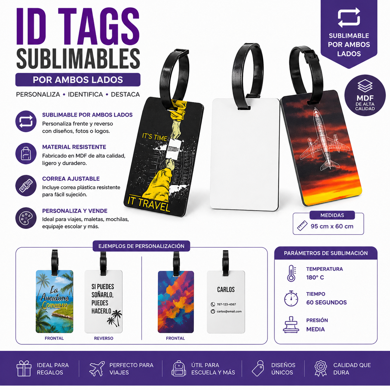 id tag mdf para sublimar por ambos lados