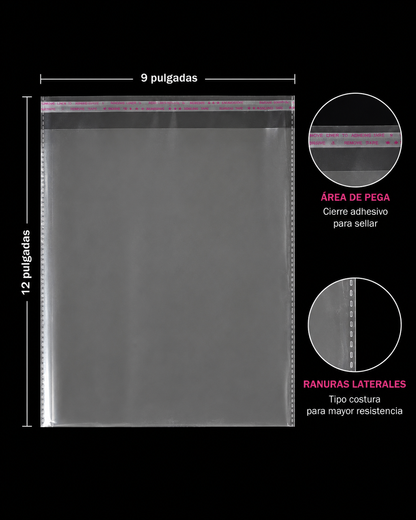 Bolsas Transparentes Clear Cello Self Seal 9" x 12" – Paquete de 25 o 100
