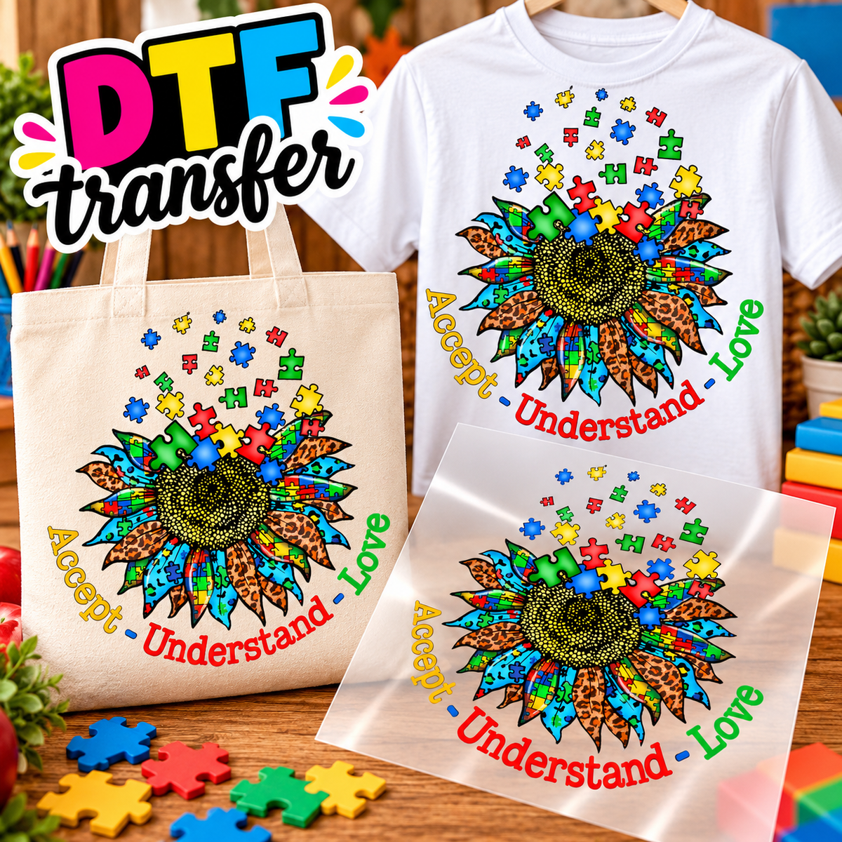 AUTISMO Impresiones DTF transfers - Personaliza Todo Tipo de Tela