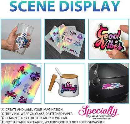 printable holographic vinyl sticker sheet waterproof