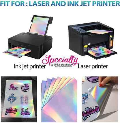 printable holographic vinyl sticker sheet waterproof
