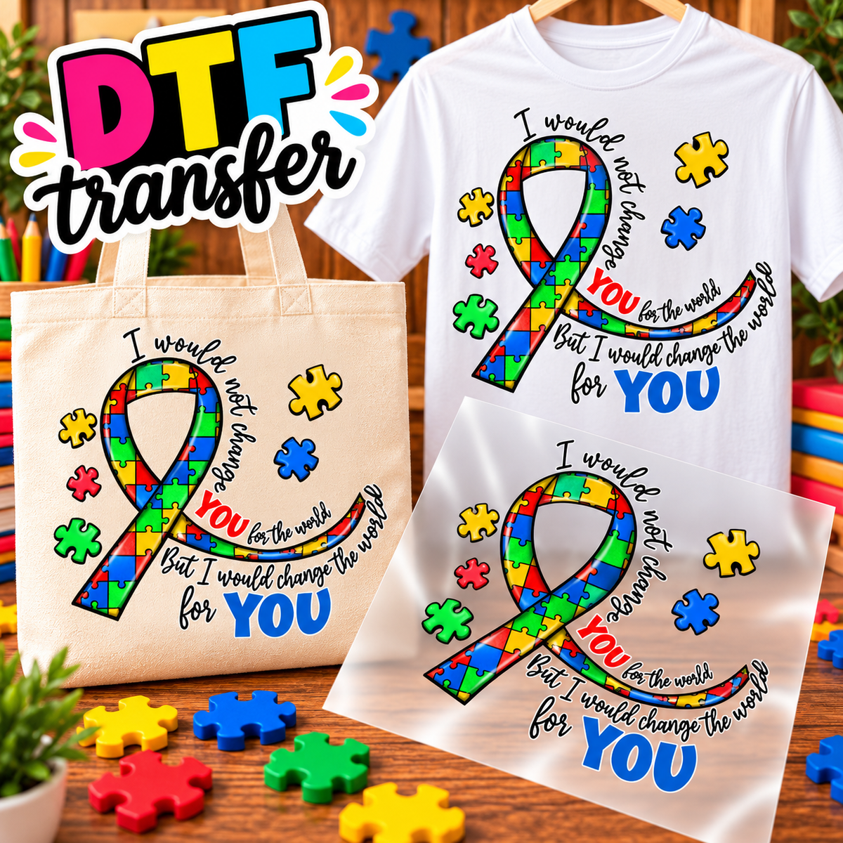 AUTISMO Impresiones DTF transfers - Personaliza Todo Tipo de Tela