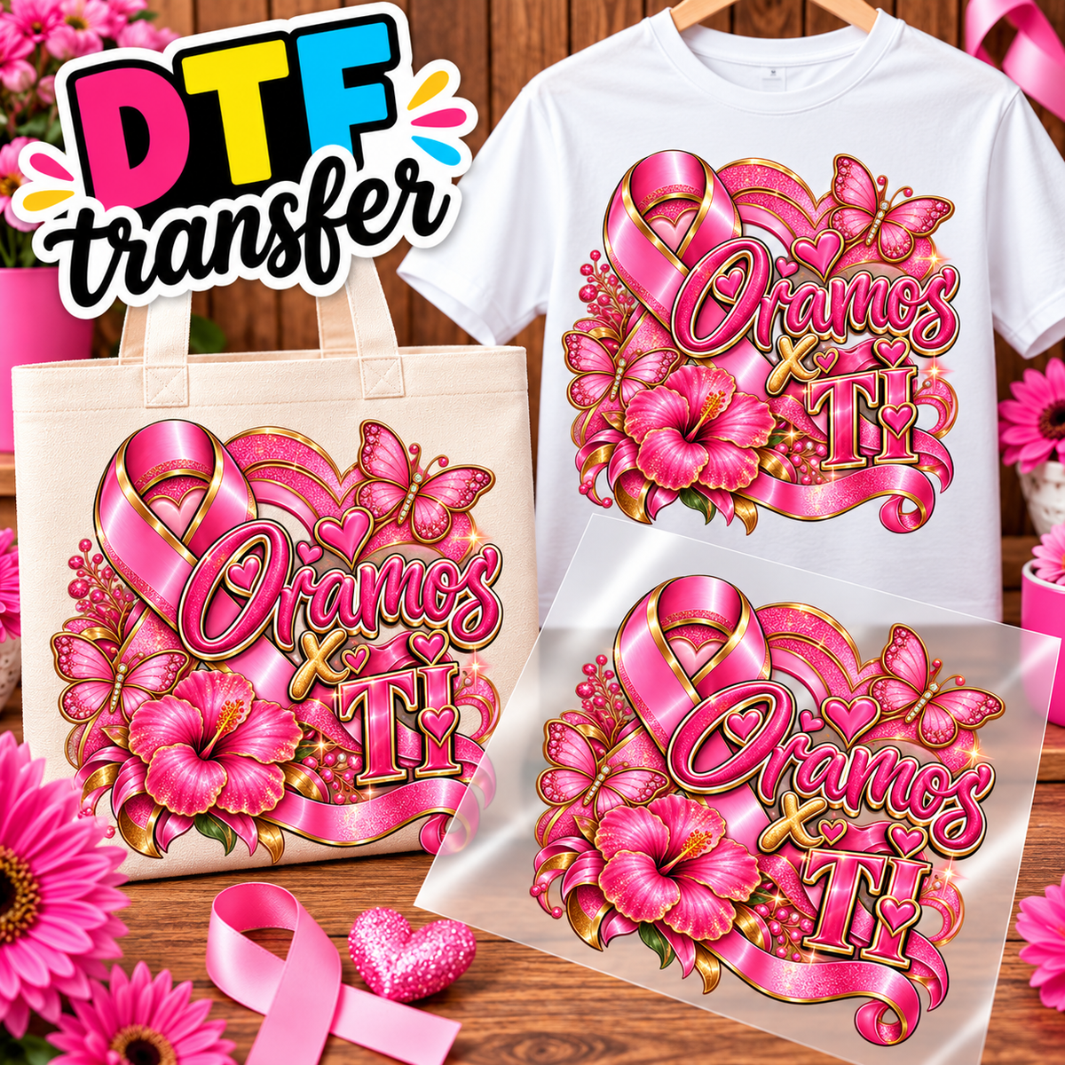 CANCER support Impresiones DTF transfers -Personaliza Todo Tipo de Tela