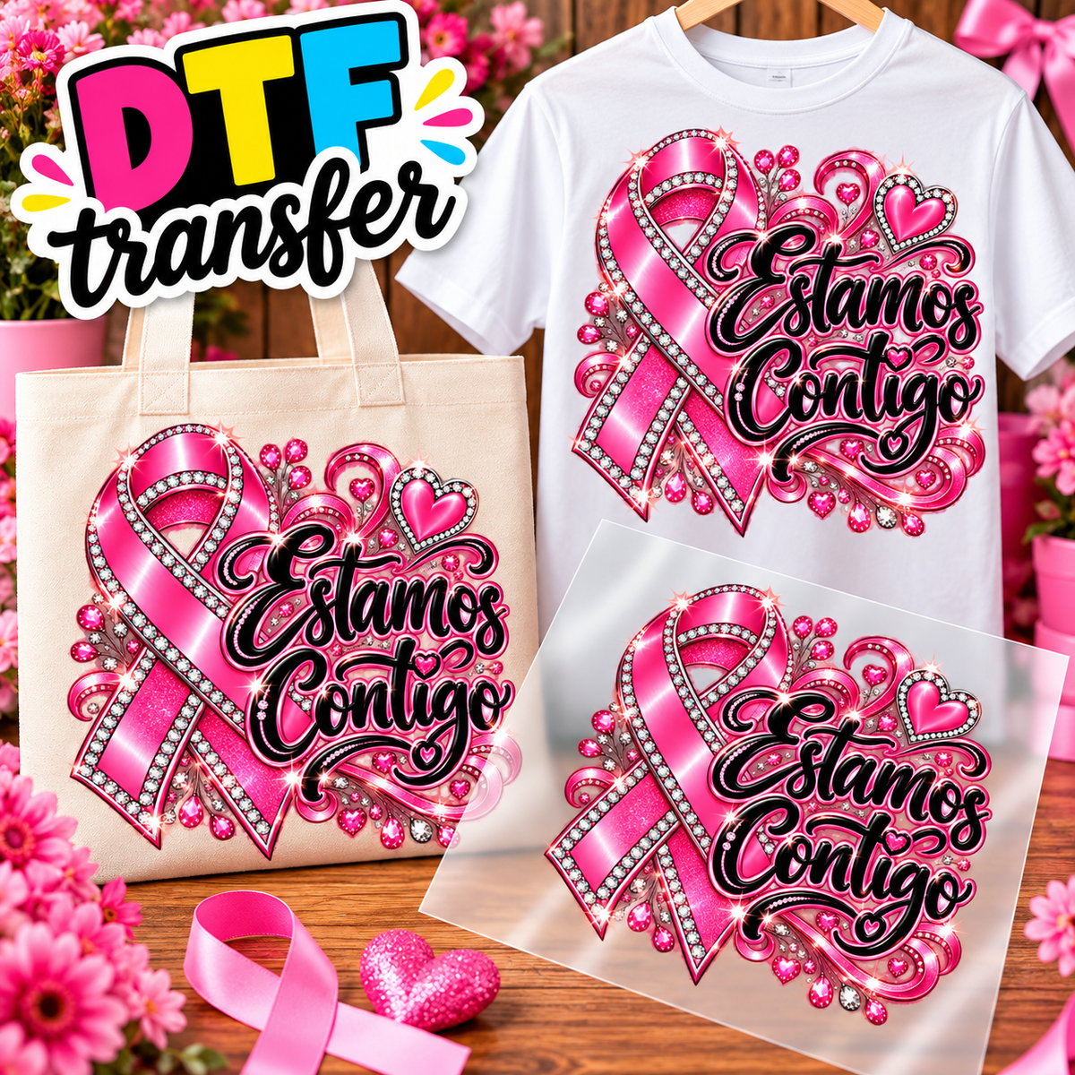 CANCER support Impresiones DTF transfers -Personaliza Todo Tipo de Tela