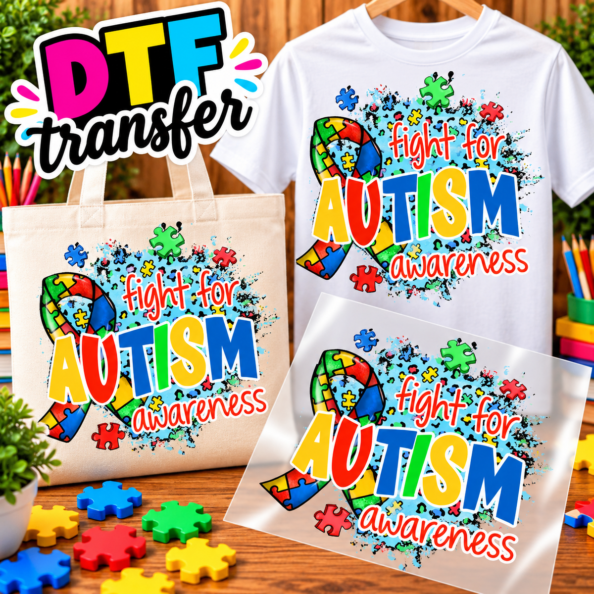AUTISMO Impresiones DTF transfers - Personaliza Todo Tipo de Tela