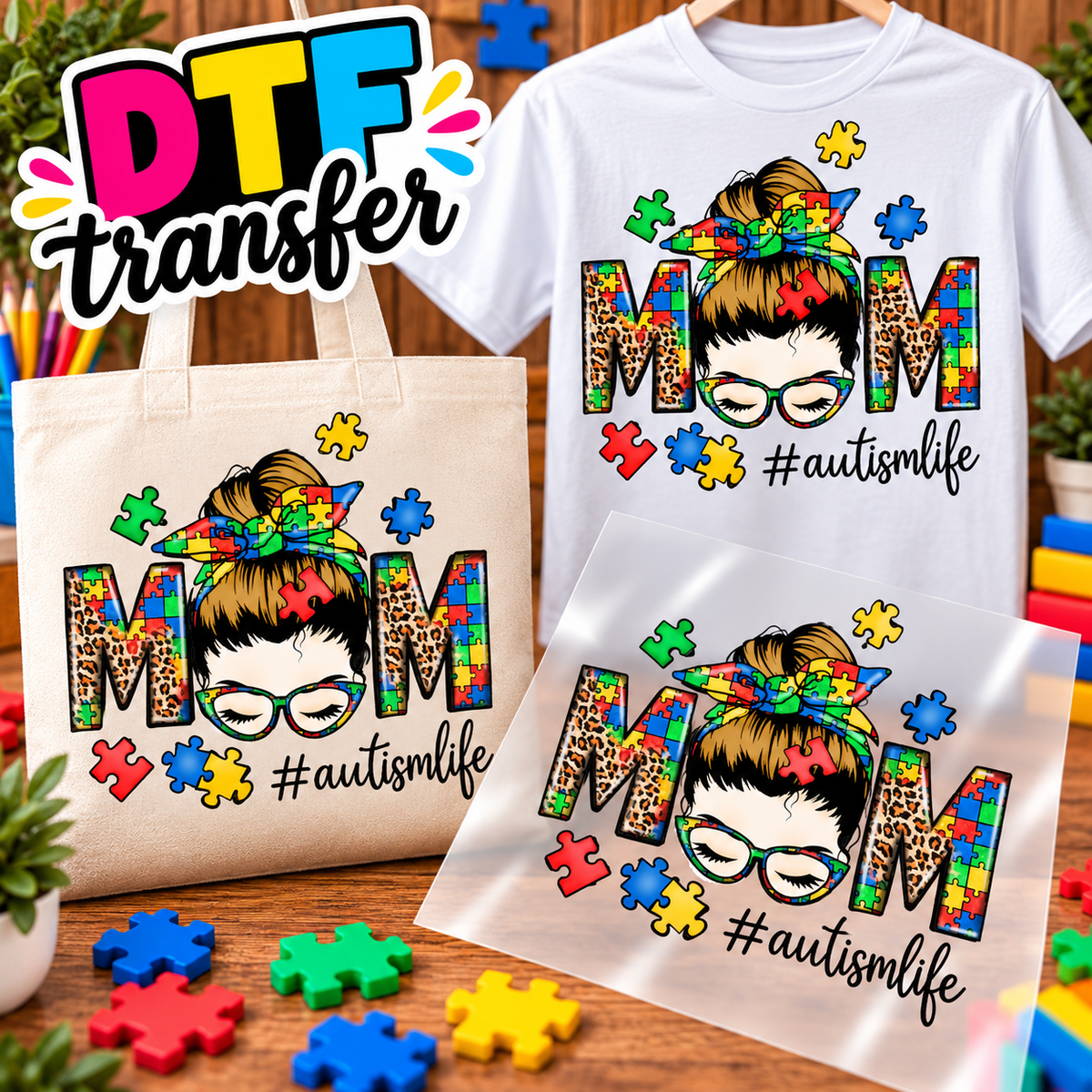 AUTISMO Impresiones DTF transfers - Personaliza Todo Tipo de Tela