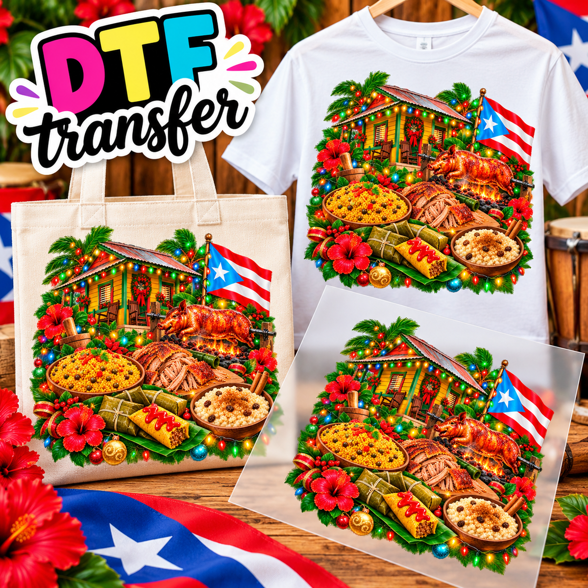 Navidad Impresiones DTF transfers - Personaliza Todo Tipo de Tela