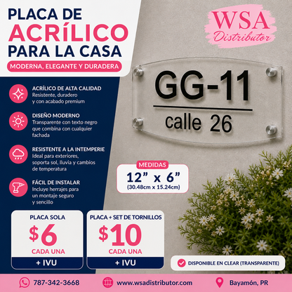 Acrílico para letreros de casa