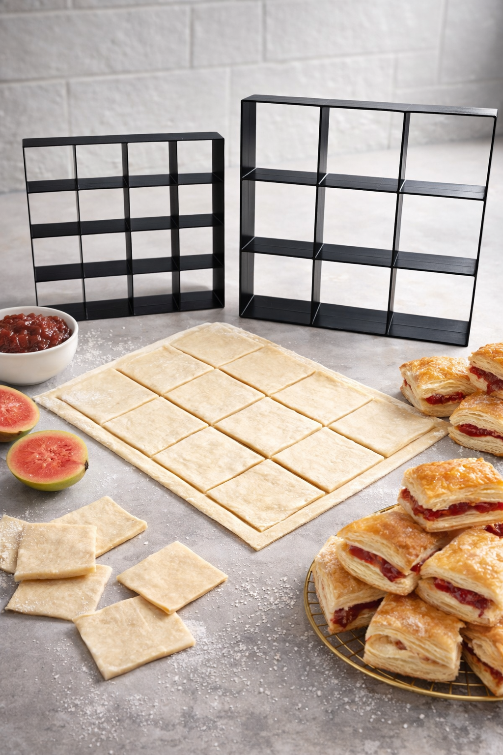 Puff Cutter Puff pastry cutters for 16 squares, 2
