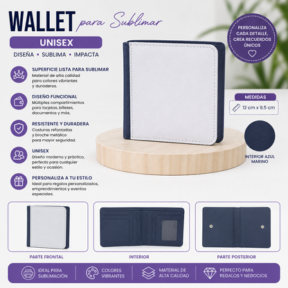 Unisex small wallet for sublimation