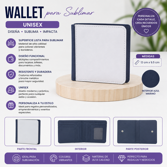 Unisex small wallet for sublimation