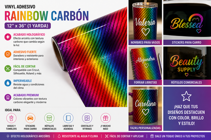 Vinilo adhesivo rainbow carbon 12"x36"