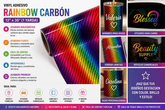 Vinilo adhesivo rainbow carbon 12"x36"