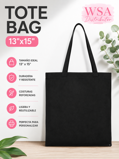 Black canvas tote bag