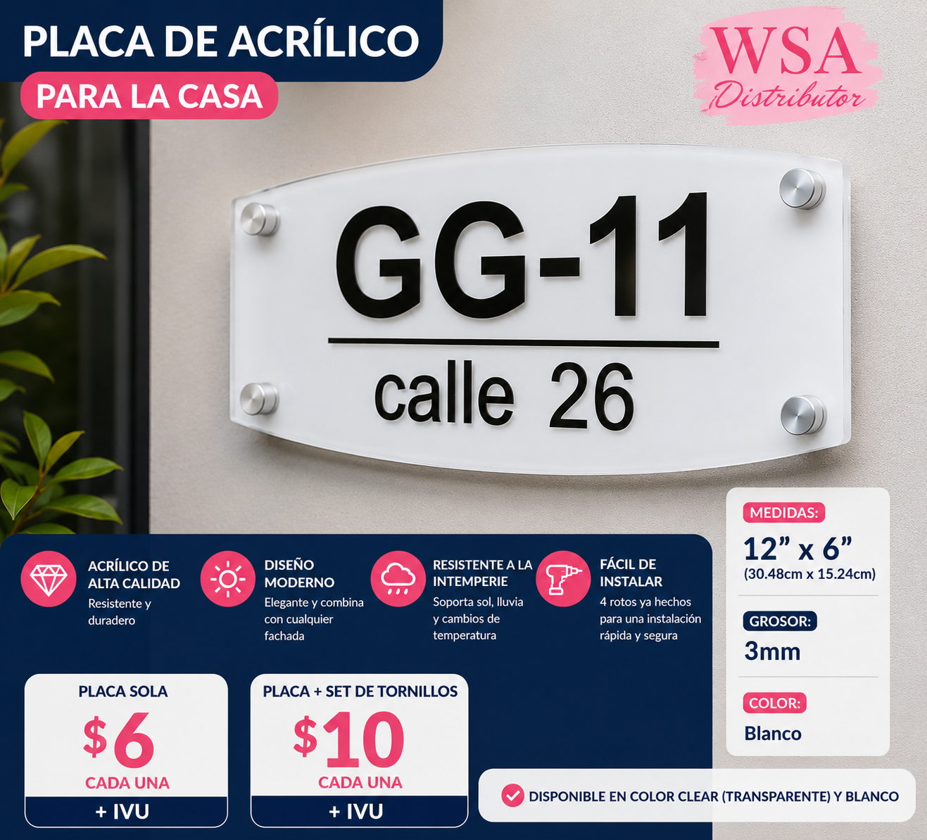 Acrílico para letreros de casa