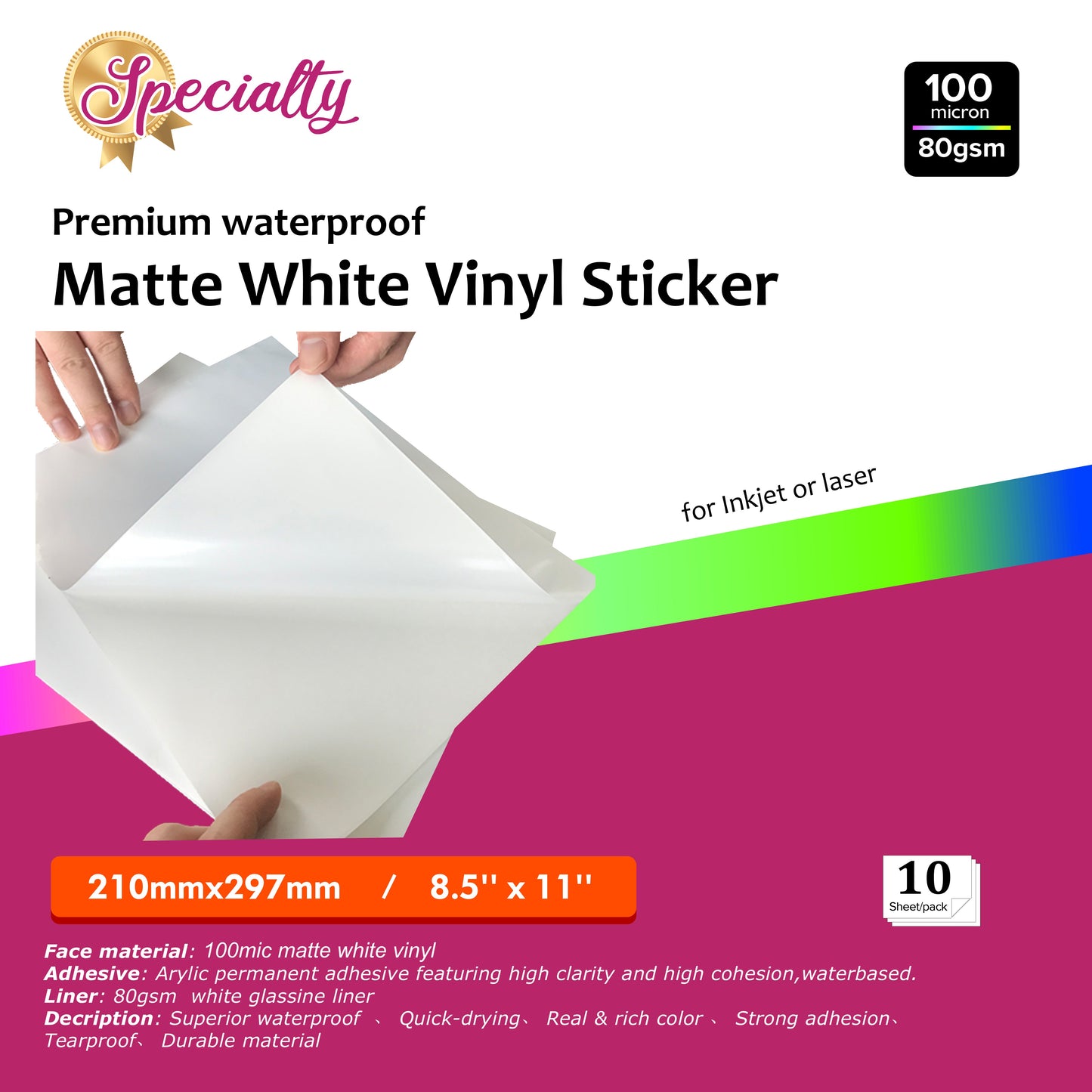printable white matte waterproof